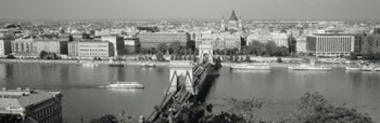 Chain Bridge Over The Danube River Budapest Hungary Canvas Art - Panoramic Images (36 x 12)