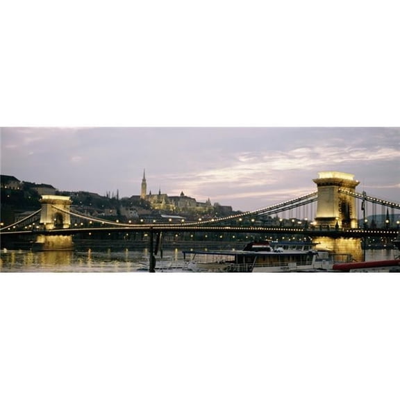 Chain Bridge - River Danube & Matyas Church At Dusk Poster Print