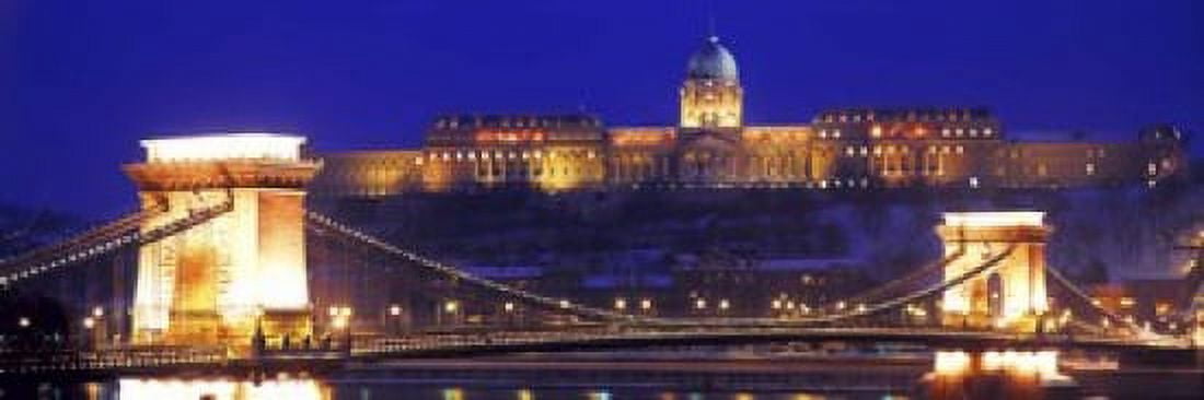 Chain Bridge Royal Palace Budapest Hungary Canvas Art - Panoramic Images (18 x 6)