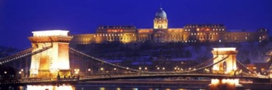 Chain Bridge Royal Palace Budapest Hungary Canvas Art - Panoramic Images (36 x 12)