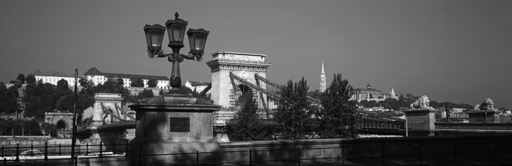 Chain Bridge over Danube River Budapest Hungary Canvas Art - Panoramic Images (6 x 18)