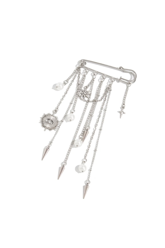 Chain Brooch With Detachable Pants Chain And Imitation Pearls Embellishments
