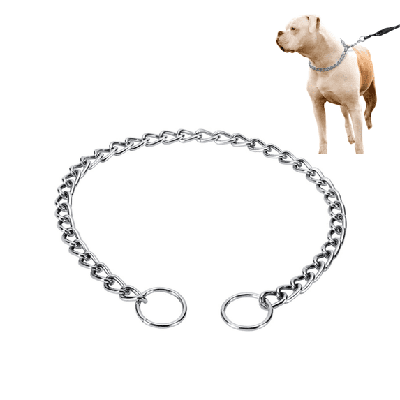 Chain Choke Collar for Dogs, Adjustable Metal Slip Necklace, Alloy Steel Pet Training Collar for Training, Control