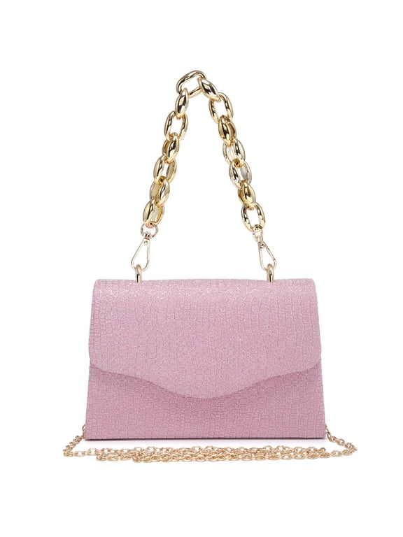 Chain Clutch Purse Glitter Frosted Evening Bag Party Cocktail Prom Handbags for Women