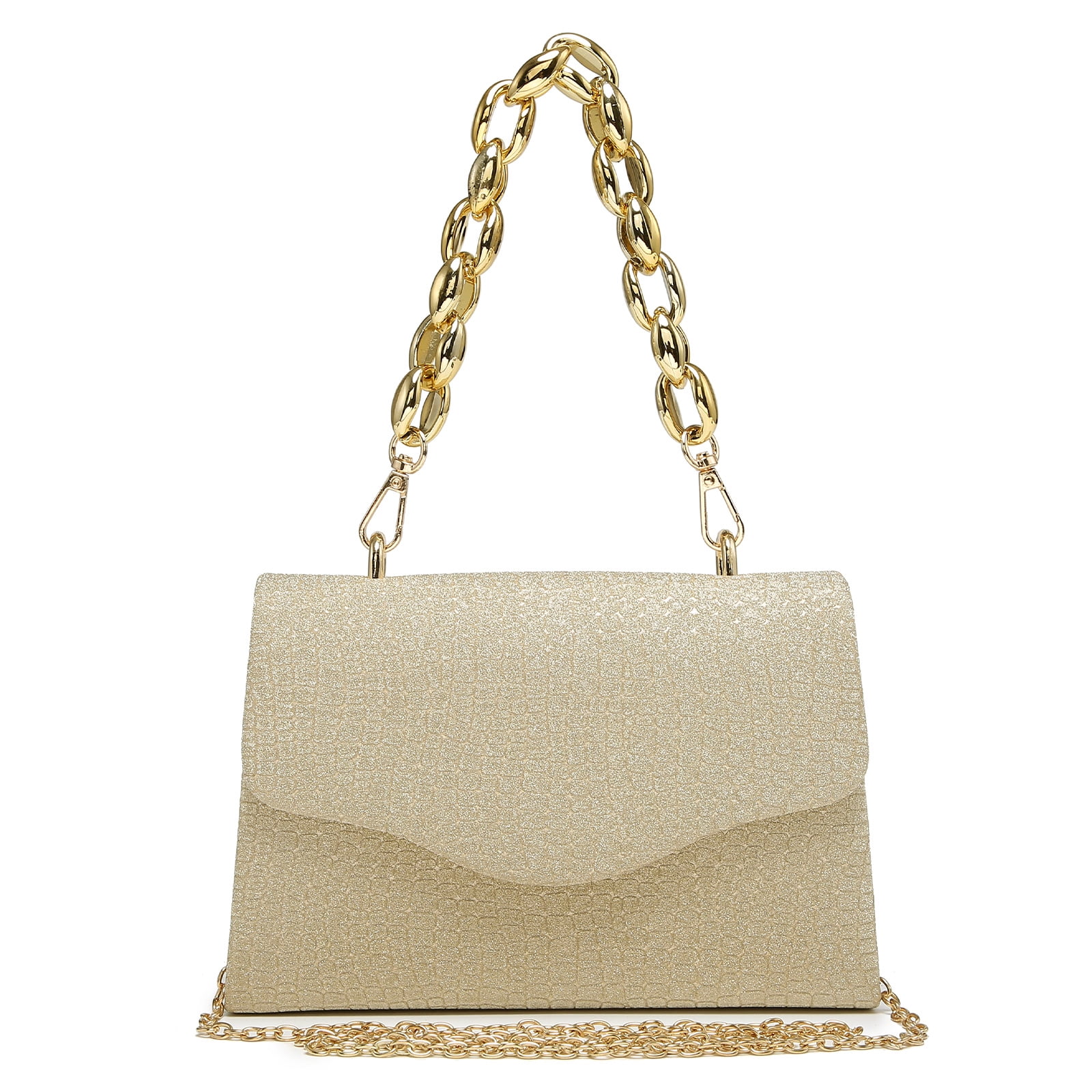 Chain Clutch Purse Glitter Frosted Evening Bag Party Cocktail Prom