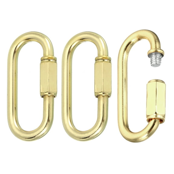 Chain Connectors, 4mm Thick Quick Link Screw Lock Oval Clips for Chandelier Pendant Lights, Pale Gold, Pack of 3