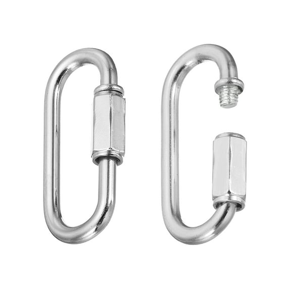 Chain Connectors, 6mm Thick Quick Link Screw Lock Oval Clips for Chandelier Pendant Lights, Chrome Color, Pack of 2