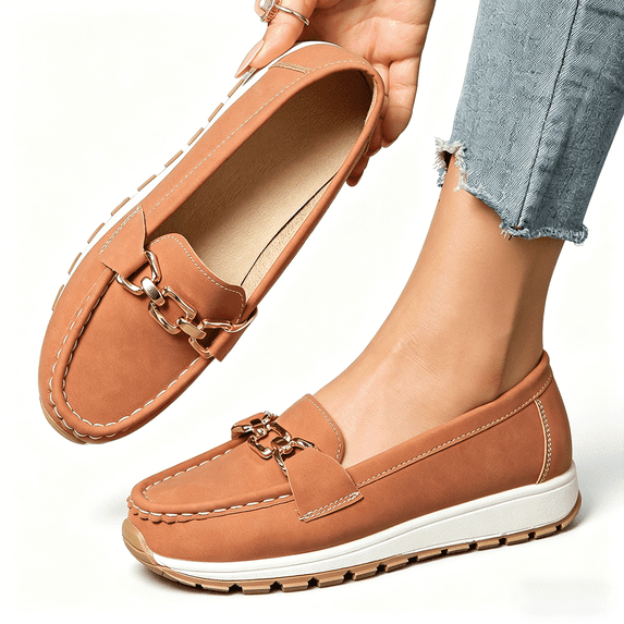 Chain Decor Slip On Loafers, Casual Platform Walking Shoes (Women's)