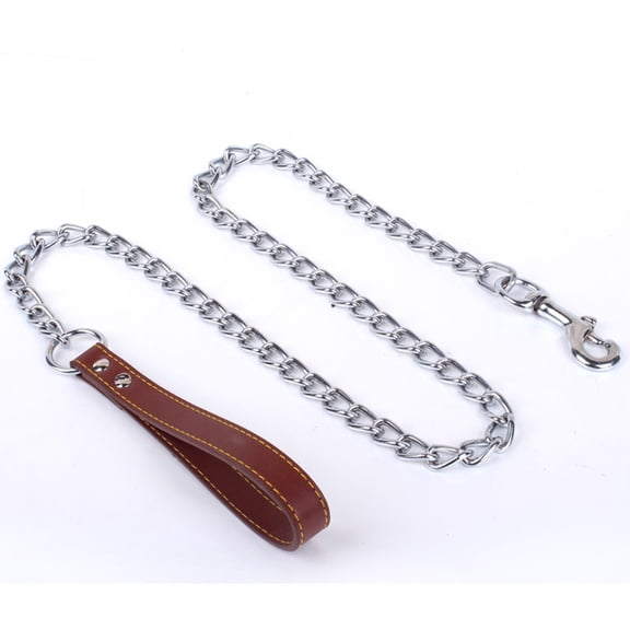 Chain Dog Leash Chew Proof, Metal Chain and Nylon Rope Pet Dog Leash with Padded Handle, Heavy Duty Chain Leashes for Medium Large Dogs, Steel Long Lead Leash for Dog Training,