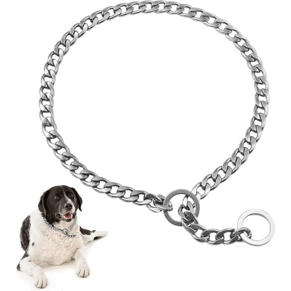 Chain Dog Training Choke Collar, Adjustable Stainless Steel Chain Slip Collar, Strong, Durable, Weather Proof, Tarnish Resistant Metal Chain, Best for Small Medium Large Dogs
