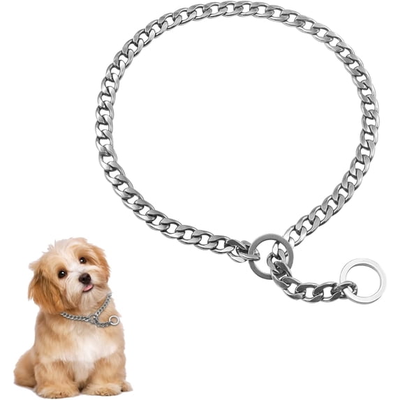 Chain Dog Training Choke Collar, Adjustable Stainless Steel Chain Slip Collar, Strong, Durable, Weather Proof, Tarnish Resistant Metal Chain, Best for Small Medium Large Dogs