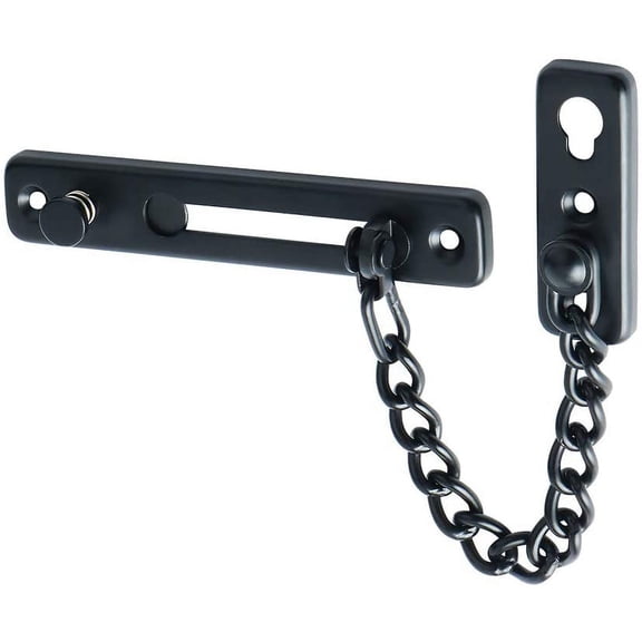 Chain Door Guard Lock,Door Chain Locks with Safety Spring Anti-Theft Press Latch for Inside and Extra Front Door, Matte Black(1 Pack)