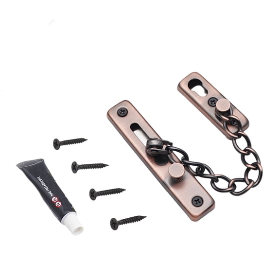 Chain Door Guard Lock with Safety Spring, Interior Security for Front Door, Anti-Theft Press Design, Red, 1 Pack