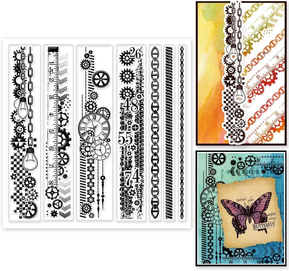 Chain Gear Lace Border Clear Stamps for Cards Making Silicone Clear ...
