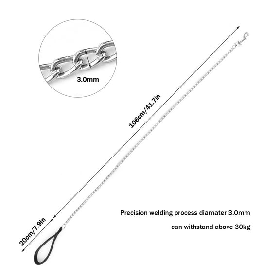 Chain Heavy Duty Metal Dog Leash, Metal Heavy Duty Chew Proof Pet Leash Chain with Padded Handle for Small Medium Size Dogs, 3.0mm x 4.1ft