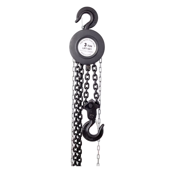 Chain Hoist 11000lbs 5 Ton Capacity - 10ft Heavy Duty Manual Chain Fall with 2 Hooks - Industrial Lifting Tool