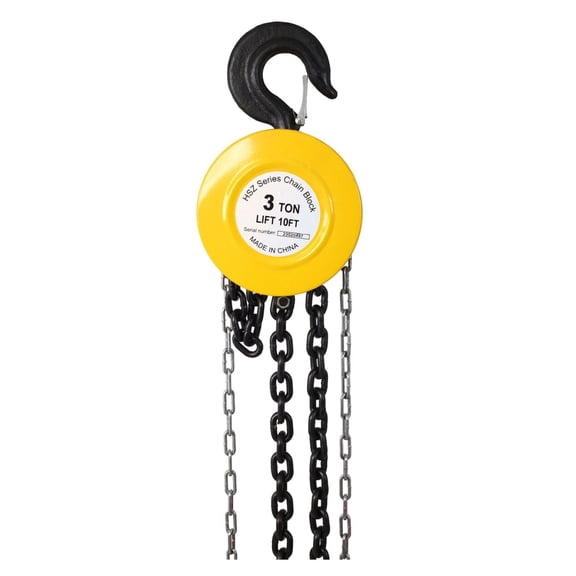 Chain Hoist 4400lbs 2 Ton Capacity 10ft - Heavy Duty Manual Chain Hoist, Steel Construction, Industrial Lifting Equipment, Workshop & Garage