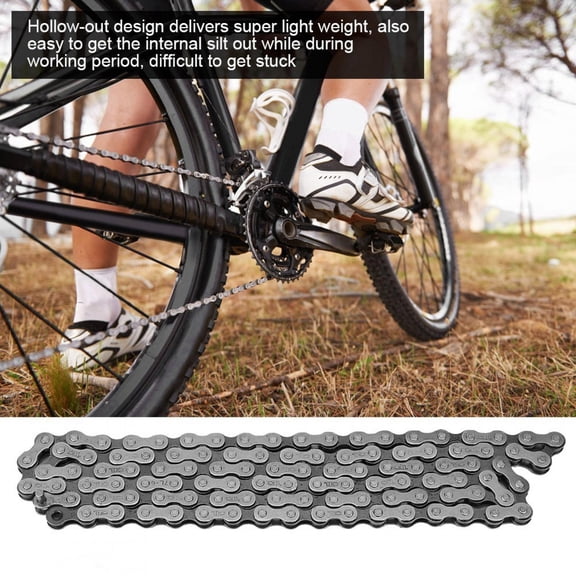 Chain Hollow Out Chain 106 Links Mountain Bike Fixed Gear, Lightweight Steel Anti Rust Bicycle Chain Compatible for Most Bikes, Single Speed, Easy Assembly, Long Term Use, Internal