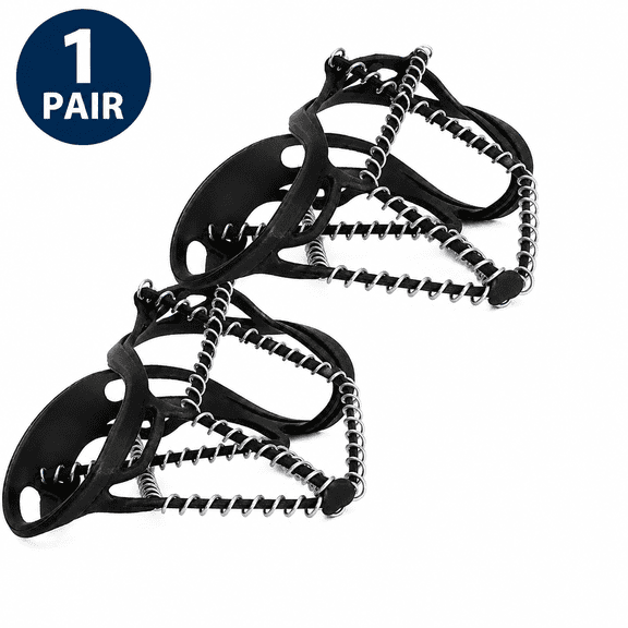 Chain Ice Cleats for Shoes and Boots, 1 Pair TPE Traction Cleats with Metal Chains, Winter Anti-Slip Shoe Covers for Snow and Ice Walking, Hiking and Outdoor Activities