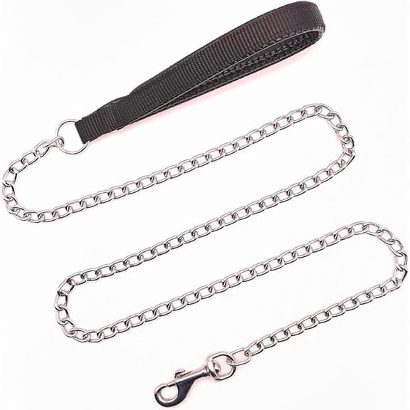 Chain Leash for Small Dogs, Heavy Duty Metal Dog Lead Durable Strong Chew Proof Puppy Leashes for Small Medium Large Breed Pet Dogs, 2.0mm * 4ft Black Handle