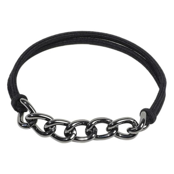 Chain Leather Band Electroplating Alloy Hair Rope Bracelet Women's Elastic Headband Stylish Hair Accessory Fashionable Hair Ring Band