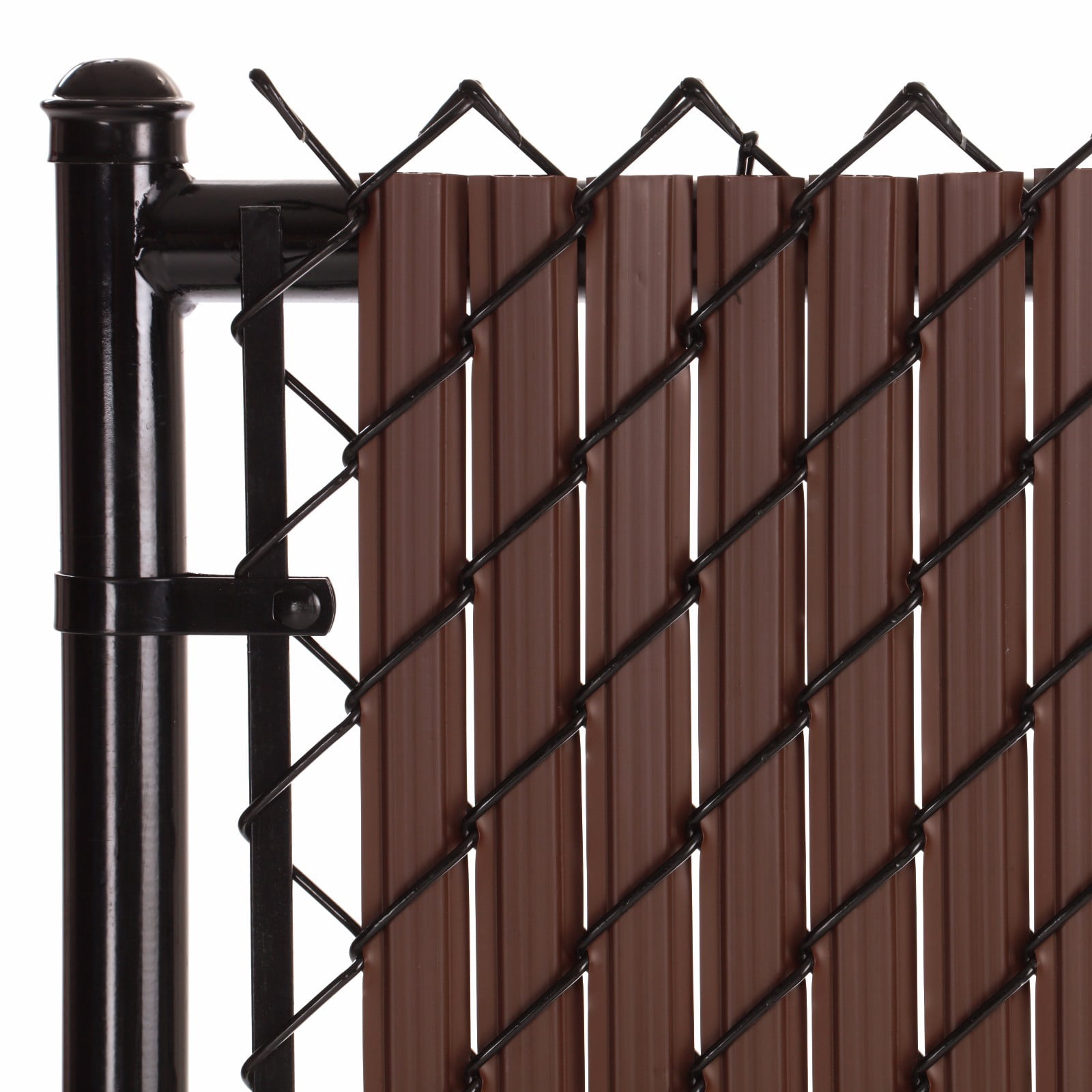 Chain Link Brown SoliTube™ Max-Privacy Slat For 4-ft Fence Bottom Lock ...