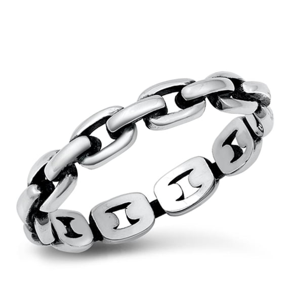 Chain Link Cable Friendship Ring .925 Sterling Silver Band Jewelry Female Male Unisex Size 6