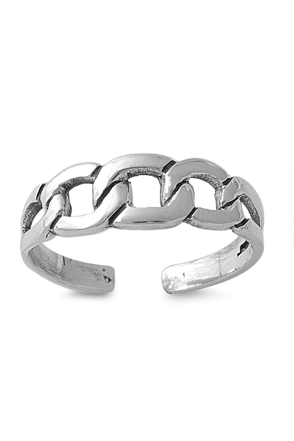 Chain Link Design Knuckle/Toe Ring Sterling Silver