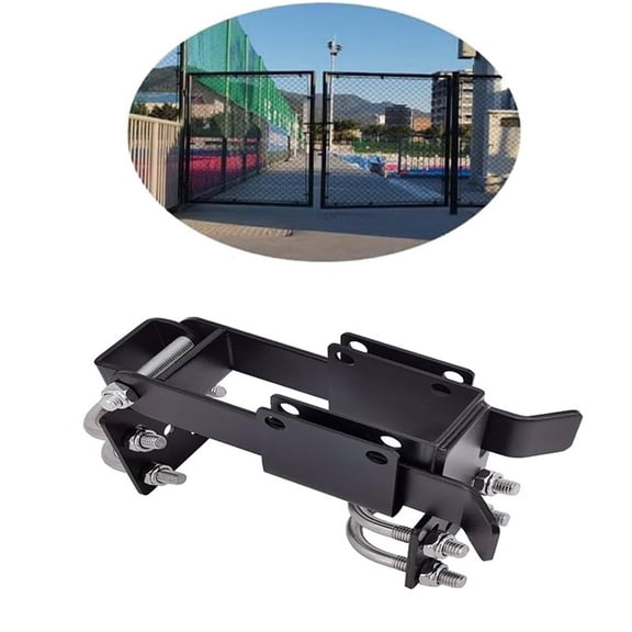 Chain Link Double Gate Latch for 1.375 Inch Gate Frames - Strong Arm Design with Padlock Holes,Chain Link Fence Gate Latch for Ranch Fences & Yard Gates (Black)