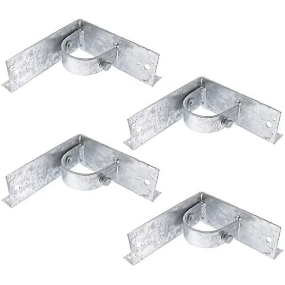 Chain Link Fence 2 1/2" (2 3/8" OD) x 6" Wood to Steel Post Corner Adapter | Adapter Brackets | Wood Fence Steel Post Bracket (Pack of 4)$$Hardware