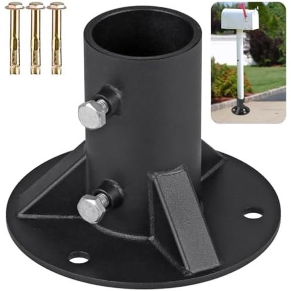 Chain Link Fence 2'' Floor Flange Base, Heavy Duty Round Fence Base, Chain Link Fence for Metal with Floor Bracket, Mailbox Round Mount, Fit OD 1-7/8'' Pipe/
