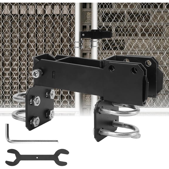 Chain Link Fence Double Gate Latch For 1-3/8 In Gate Frame, Strong Arm Design Metal Gate Lock, Black Powder Coated Carbon Steel, 1 Pack
