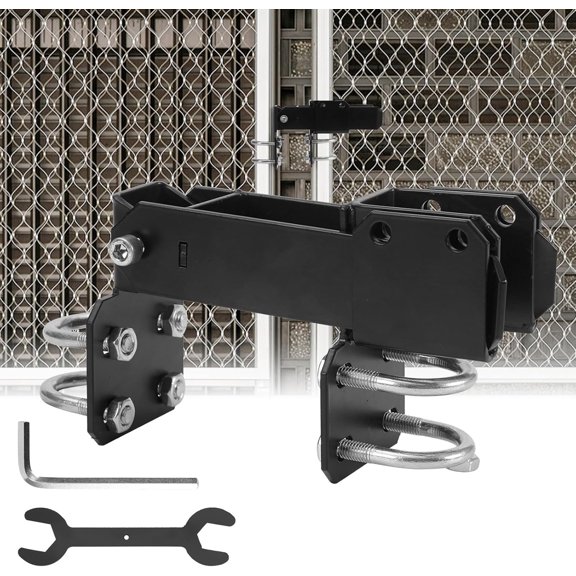 Chain Link Fence Double Gate Latch for 1-3/8" Gate Frame, Strong Arm Design Double Gate Latch for Metal Gate, Black