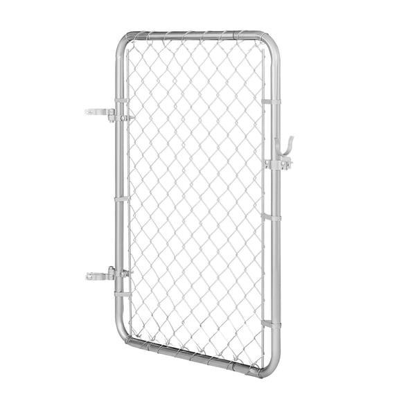 Chain Link Fence Gate, 32x46 in, Adjustable 2-6 ft W x 4 ft H Opening, Galvanized Rust Resistant, Post Not Included