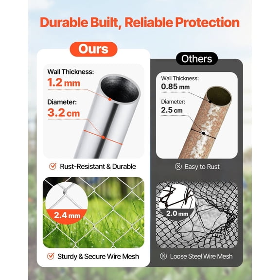 Chain Link Fence Gate,32x46 in,Adjustable Chain Link Fence Panel,Fit 2-6 ft (W)x4 ft (H) Garden Fence Gate Opening,Rust-Resistant Galvanized Fencing Gate for Farm Posts Not Included