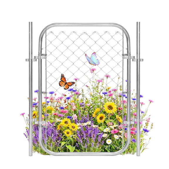 Chain Link Fence Gate, 32x46 in Adjustable Galvanized Steel for Garden, Farm, Pet