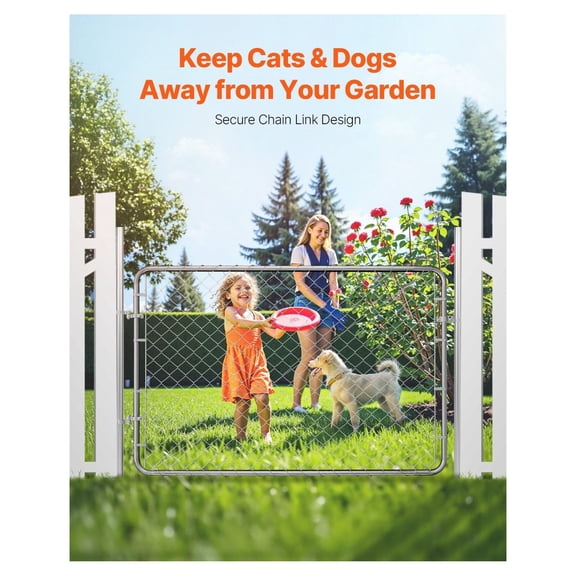 Chain Link Fence Gate 72 x 48 Inch, Adjustable Garden Gate, 2.2-6 ft Opening, Galvanized Steel Fencing Gate for Yard, Farm, Posts Not Included