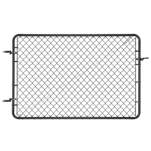 Chain Link Fence Gate, 72 x 48 in, Adjustable Chain Link Fence Panel, Fit 2.2-6 ft (W) x 6 ft (H) Garden Fence Gate Opening, Fencing Gate with Plastic Coating, for Farm Black, Posts Not Included