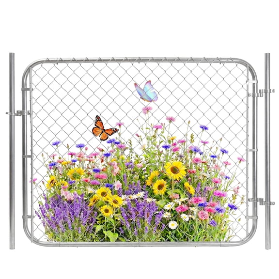 Chain Link Fence Gate, 72x48 in Adjustable Galvanized Steel for Garden, Farm, Pet