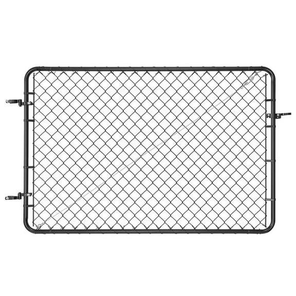 Chain Link Fence Gate Adjustable 2.2-6ft W x 6ft H Black PVC Coated Garden