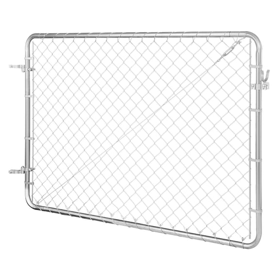 Chain Link Fence Gate Adjustable Fit 2.26 ft Wide x 6 ft High, Heavy-Duty Galvanized Steel Frame, Rust-Resistant Outdoor Garden Yard Security Gate with Latch and Hinges, Posts Not Included