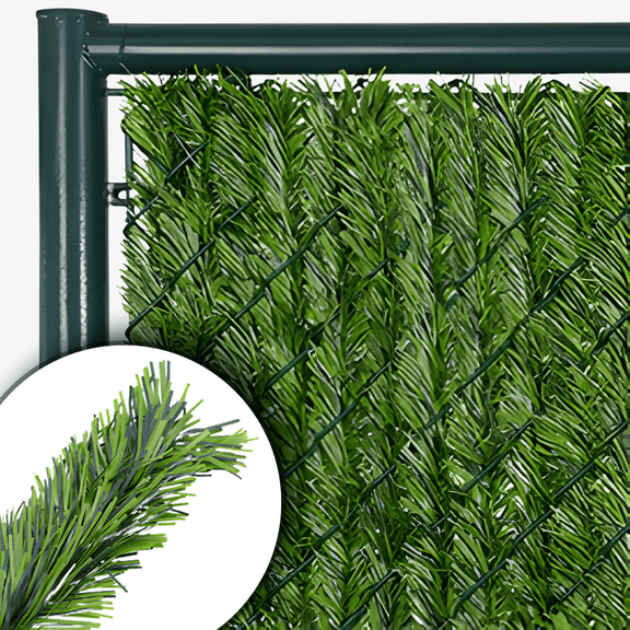 Chain Link Fence PVC Conifer Hedge Privacy Slats, 6 ft, 82 Pack