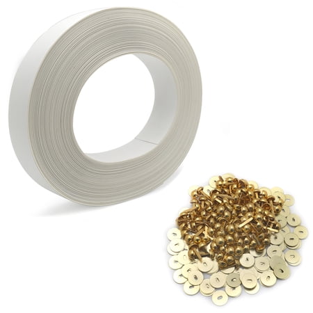 Chain Link Fence Privacy Slats Tape w/ Brass Fasteners, White, 1.8 in x 250 ft