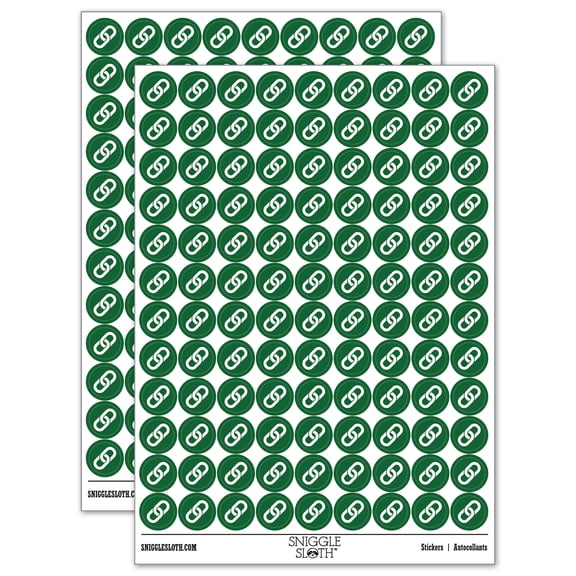 Chain Link Icon 200+ Round Stickers - Dark Green - Matte Finish - 0.50" Size