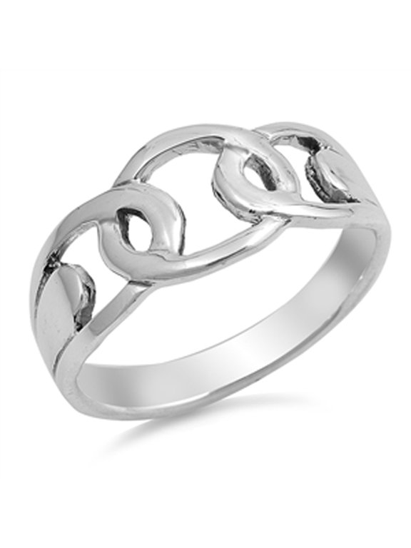 Chain Link Infinity Knot Forever Wholesale Ring Sterling Silver Band 925 Jewelry Female Male Size 9