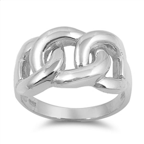 Chain Link Infinity Knot Wide Mens Ring .925 Sterling Silver Band Jewelry Female Male Unisex Size 8