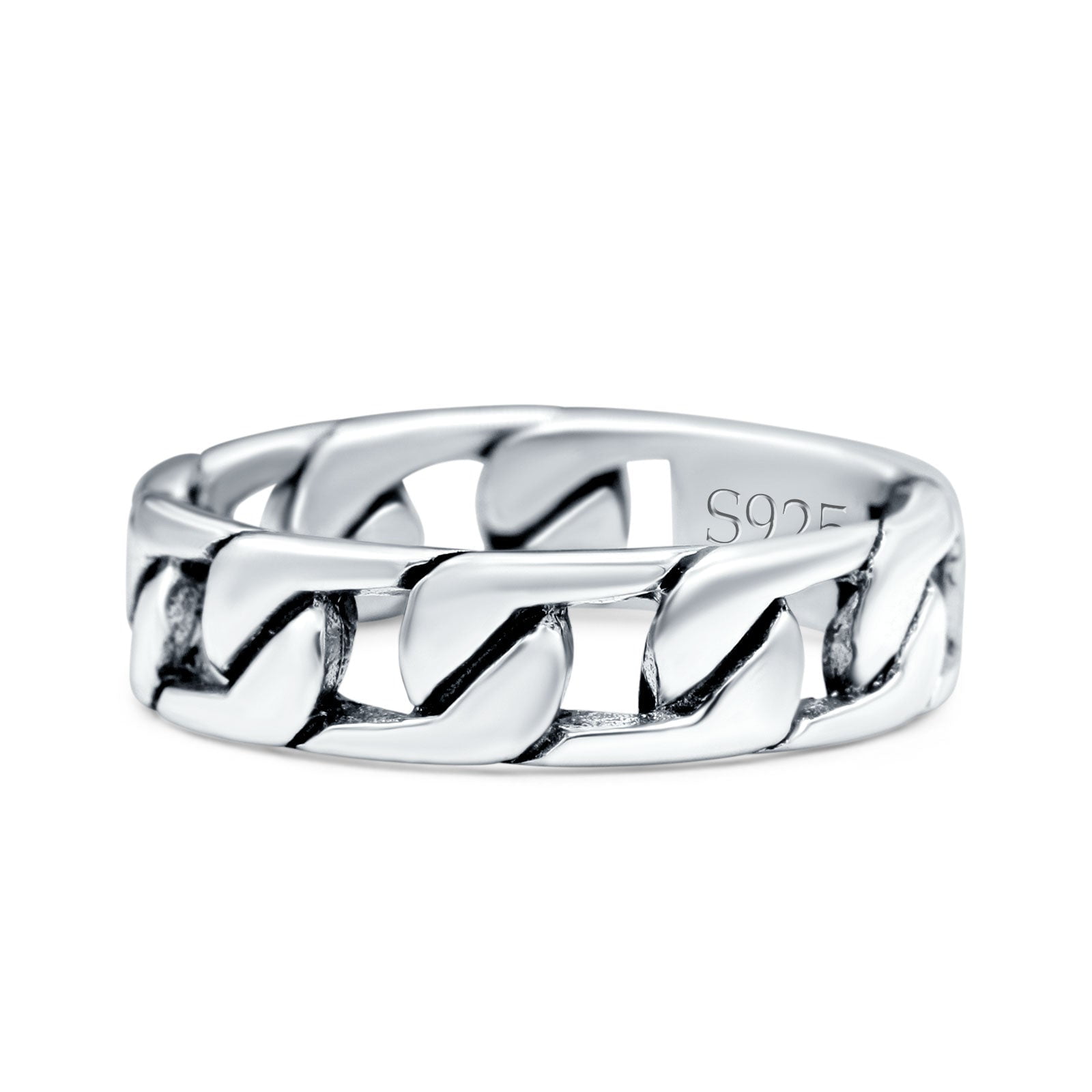 Chain Link Oxidized Band Solid 925 Sterling Silver Thumb Ring Size 7