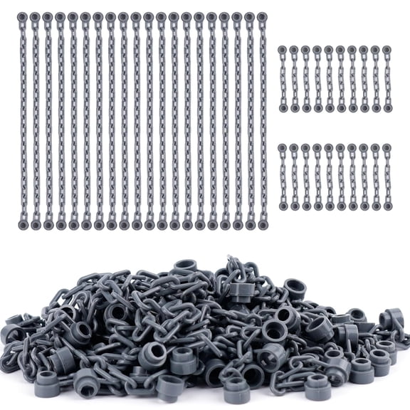 Chain Link Rope Accessories Pieces - 20pcs 21 Link and 20pcs 5-Link Chain Bricks Bulk Parts Building Block Sets Dark Gray