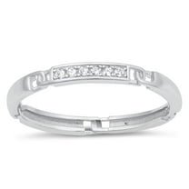 Chain Link Round Clear Cubic Zirconia Ring .925 Sterling Silver Band White Jewelry Female Size 10