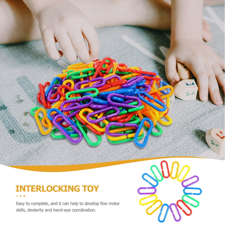 Chain Link Toy 150pcs Plastic C-clips Hooks Chain Links C-links Kids  Educational Toys